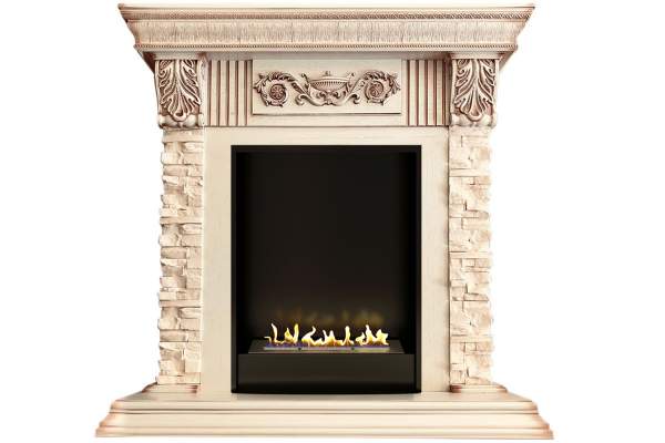 Биокамин в портале Firezo Luxemburg (каменный) Сланец Cлоновая кость с патиной