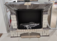 Биокамин в портале Firezo Pierre Luxe Темный дуб Белый (Высота 1045мм)